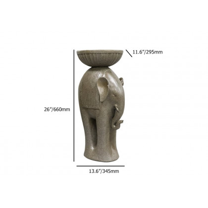 HMR - 26" Outdoor Elephant Sculpture Resin Garden Statue Planter Bird Bath Figurine in Green