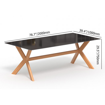 HMR - 3-Pieces Teak Wood Outdoor Dining Set with Glass Top Table Rattan Armchair in Natural
