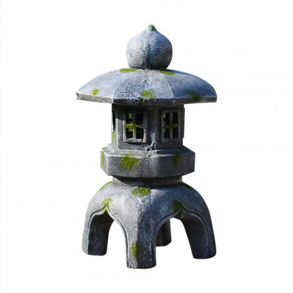 HMR Outdoor Garden Geometric Japanese Solar Lantern Sculpture Statue Asian Decor - Gray