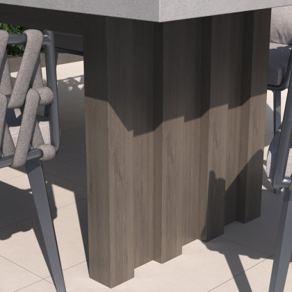 HMR - 7-Pieces Gray Aluminum Outdoor Patio Dining Set with Extendable Table and Woven Armchair