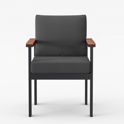 HMR - 2 PCS Acacia & Aluminum Outdoor Dining Chair with Cushion