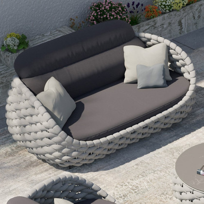 HMR - Woven Outdoor Sofa Patio Couch Cushion & Pillow Included