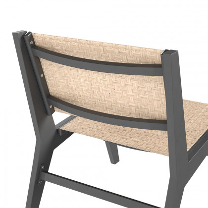 HMR - 5-Pieces Rustic Rattan Aluminum Outdoor Patio Lounge Chair Set Round Coffee Table & Stool