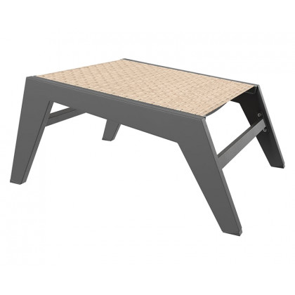HMR - 5-Pieces Rustic Rattan Aluminum Outdoor Patio Lounge Chair Set Round Coffee Table & Stool