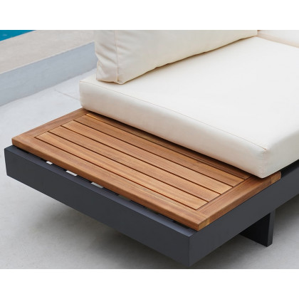 HMR 4-Pieces Modular Aluminum & Teak Outdoor Sofa Set for 6 Person - Beige
