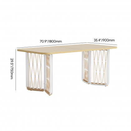 HMR - Ropipe 7-Pieces Woven Rope Outdoor Dining Sofa Set in Khaki & White For 6