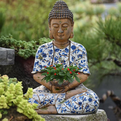 HMR - Outdoor Garden Sleeping Buddha Statue Flower Pot Planter Magnesium Oxide Sculpture Decor