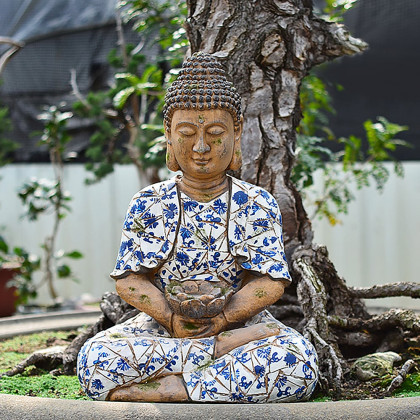 HMR - Outdoor Garden Sleeping Buddha Statue Flower Pot Planter Magnesium Oxide Sculpture Decor