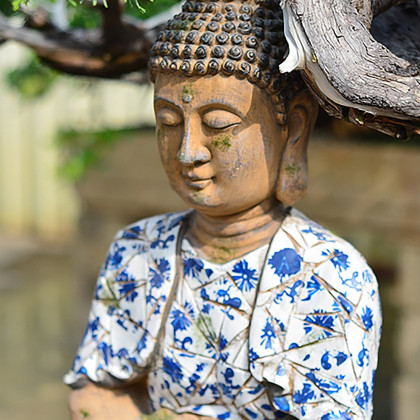 HMR - Outdoor Garden Sleeping Buddha Statue Flower Pot Planter Magnesium Oxide Sculpture Decor