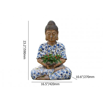 HMR - Outdoor Garden Sleeping Buddha Statue Flower Pot Planter Magnesium Oxide Sculpture Decor