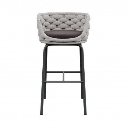 HMR - 2 Pieces Outdoor Chair Patio Woven Rope & Aluminum 38" Bar Stools Set with Backs