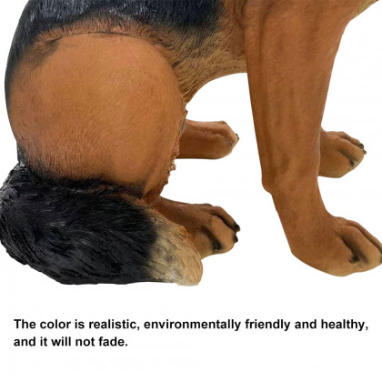 HMR - Outdoor German Shepherd Statue Garden Sculpture Resin Dog Floor Decor in Black & Brown