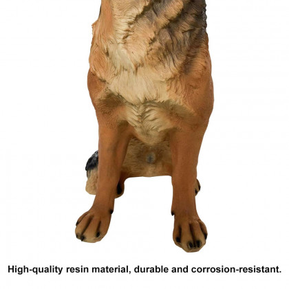 HMR - Outdoor German Shepherd Statue Garden Sculpture Resin Dog Floor Decor in Black & Brown
