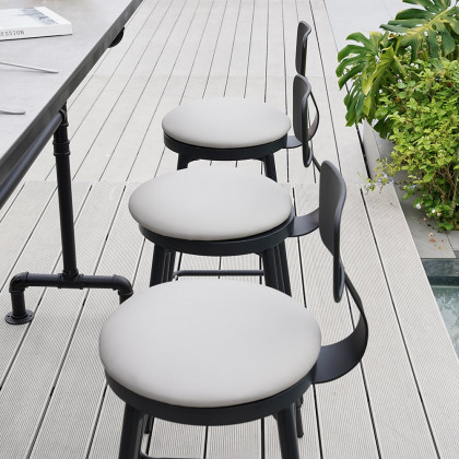 HMR - 7-Pieces Industrial Metal Outdoor Patio Bar Dining Set with Rectangle Table and Chairs