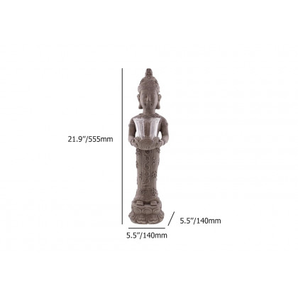 HMR - 21.9" Brown Resin Garden Buddha Statue With Candle Holder Outdoor Sculpture Decor Art