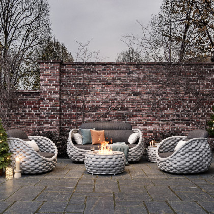 HMR Tatta 3-Pieces Winter Outdoor Smokeless Fire Pit Set with Chairs - Gray, Set, Fixed Base