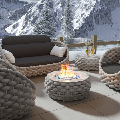 HMR Tatta 3-Pieces Winter Outdoor Smokeless Fire Pit Set with Chairs - Gray, Set, Fixed Base
