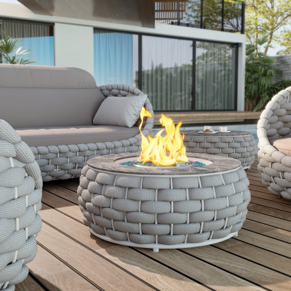 HMR Tatta 3-Pieces Winter Outdoor Smokeless Fire Pit Set with Chairs - Gray, Set, Fixed Base