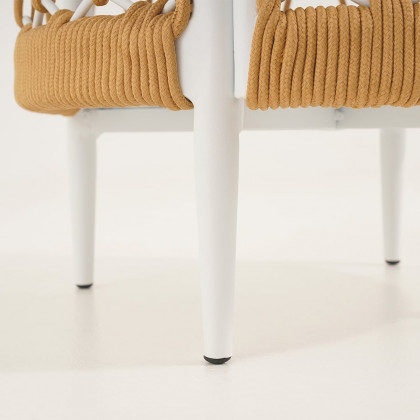 HMR - Ropipe 18.5" Round Outdoor Side Table with Storage Patio Weave Rope End Table in Khaki