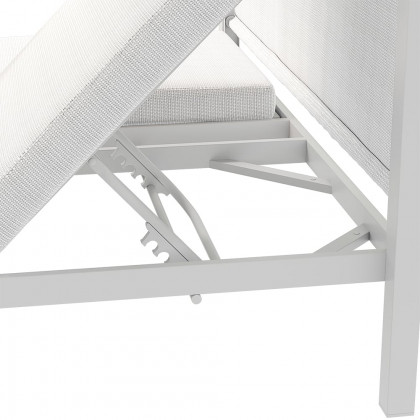 HMR - 2-Person White Aluminum Outdoor Patio Daybed with Canopy & Walnut Lift Top Coffee Table