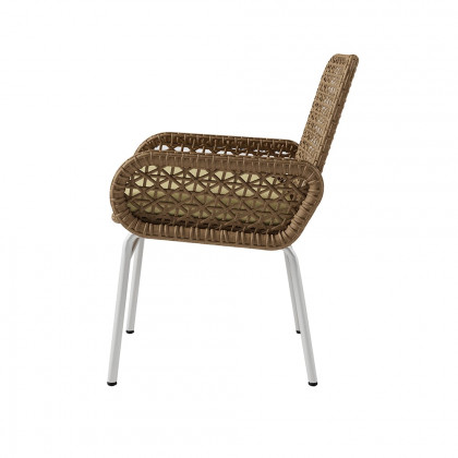 HMR - Modern Aluminum & Rattan Outdoor Patio Dining Chair Armchair in Brown