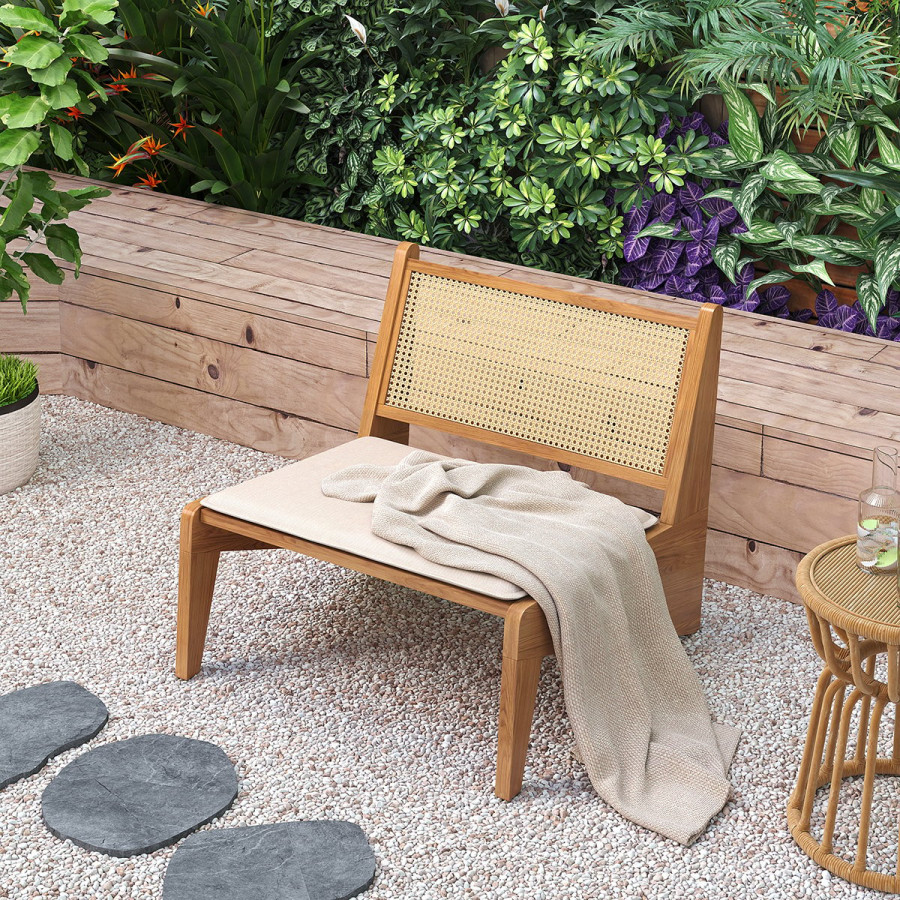 HMR - Boho Style Outdoor Aluminium Alloy & PE Rattan Patio Chair with Removable Cushion
