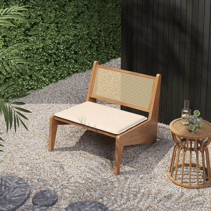 HMR - Boho Style Outdoor Aluminium Alloy & PE Rattan Patio Chair with Removable Cushion