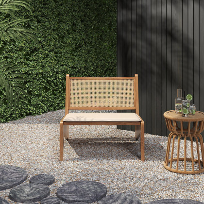 HMR - Boho Style Outdoor Aluminium Alloy & PE Rattan Patio Chair with Removable Cushion