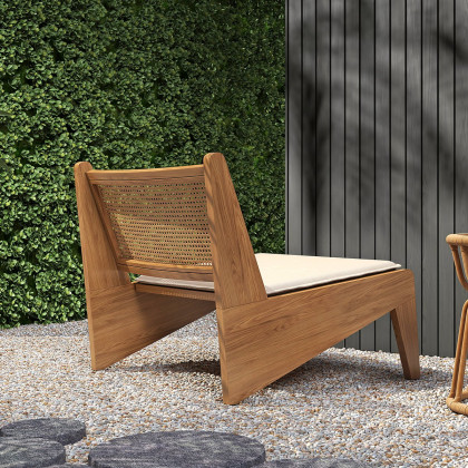 HMR - Boho Style Outdoor Aluminium Alloy & PE Rattan Patio Chair with Removable Cushion