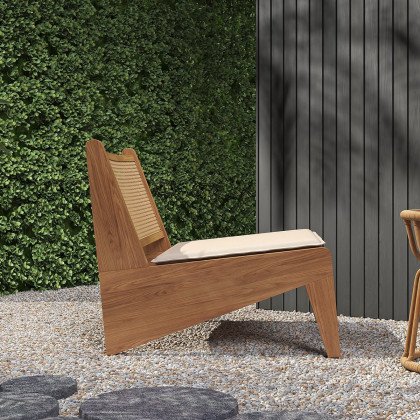HMR - Boho Style Outdoor Aluminium Alloy & PE Rattan Patio Chair with Removable Cushion