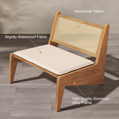 HMR - Boho Style Outdoor Aluminium Alloy & PE Rattan Patio Chair with Removable Cushion