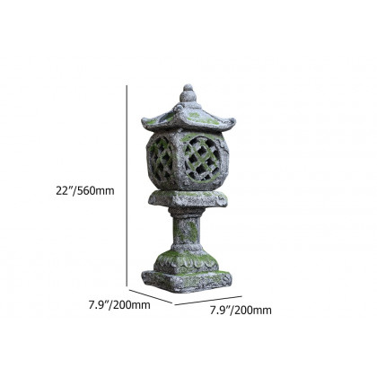 HMR - Outdoor Garden Japanese Solar Lantern Sculpture Concrete Gray Fiberglass Asian Decor