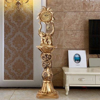 HMR - 29.1" Large Tall Vintage Sunflower Pedestal Plant Stand Indoor Decor Sculpture in Gold