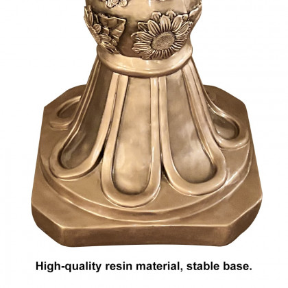 HMR - 29.1" Large Tall Vintage Sunflower Pedestal Plant Stand Indoor Decor Sculpture in Gold