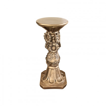 HMR - 29.1" Large Tall Vintage Sunflower Pedestal Plant Stand Indoor Decor Sculpture in Gold