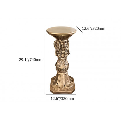 HMR - 29.1" Large Tall Vintage Sunflower Pedestal Plant Stand Indoor Decor Sculpture in Gold