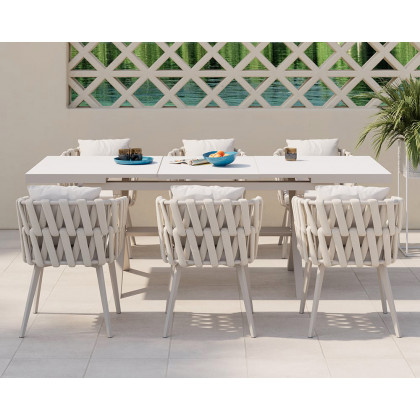 HMR Hand Woven Rope Outdoor Patio Dining Chair with Cushions (Set of 2) - Beige