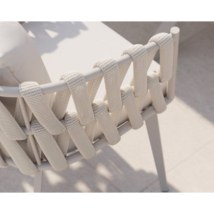 HMR Hand Woven Rope Outdoor Patio Dining Chair with Cushions (Set of 2) - Beige