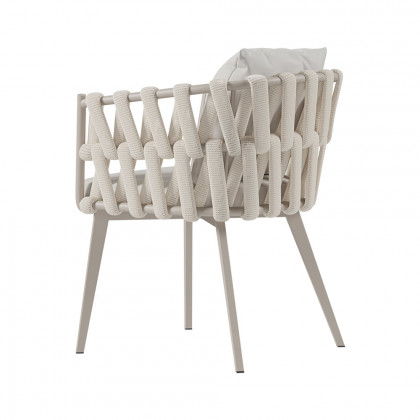HMR Hand Woven Rope Outdoor Patio Dining Chair with Cushions (Set of 2) - Beige