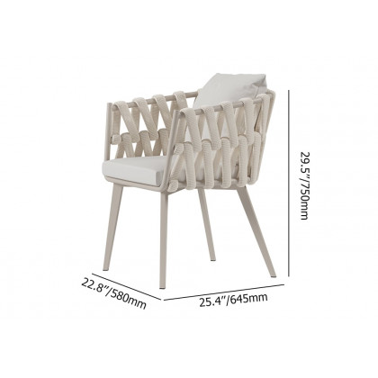 HMR Hand Woven Rope Outdoor Patio Dining Chair with Cushions (Set of 2) - Beige