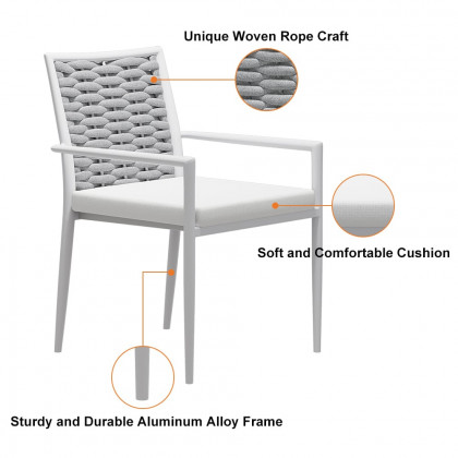 HMR - 7-Pieces Outdoor Patio Dining Set Extendable Aluminum & Wood-Plastic Table & Chairs Set