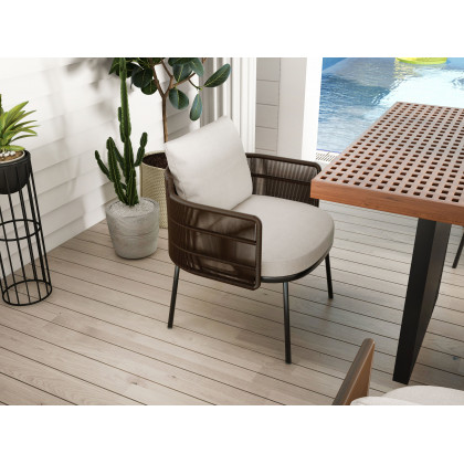 HMR - 9-Pieces 94.5" Outdoor Rectangle Teak Dining Set for 8 Person with 8 Rattan Chairs
