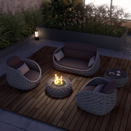 HMR - Tatta Weave Round Smokeless Outdoor Fire Pit