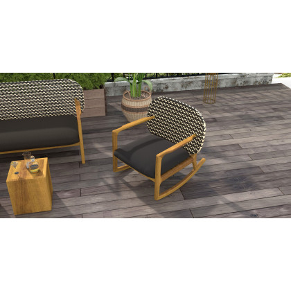 HMR - 2-Pieces Rustic Round & Rectangle Teak Wood Outdoor Coffee Table Set in Natural