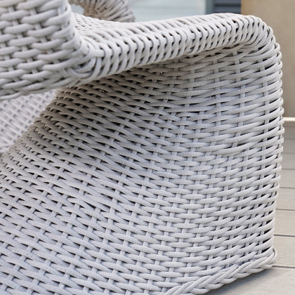 HMR - 2-Pieces Coastal Aluminum & Woven Rattan Outdoor Patio Dining Chair Set in Gray