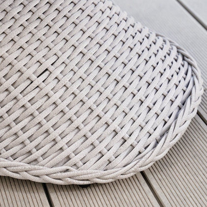 HMR - 2-Pieces Coastal Aluminum & Woven Rattan Outdoor Patio Dining Chair Set in Gray