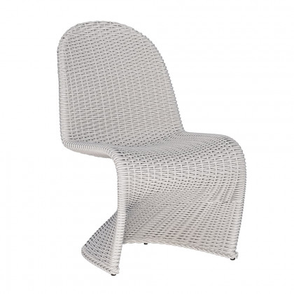 HMR - 2-Pieces Coastal Aluminum & Woven Rattan Outdoor Patio Dining Chair Set in Gray
