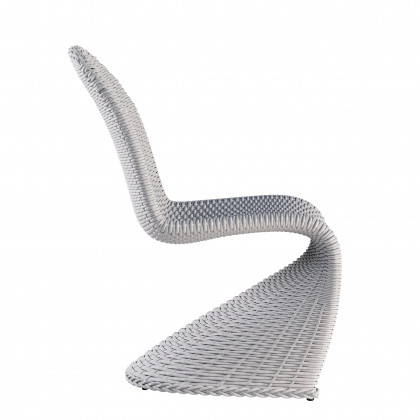 HMR - 2-Pieces Coastal Aluminum & Woven Rattan Outdoor Patio Dining Chair Set in Gray
