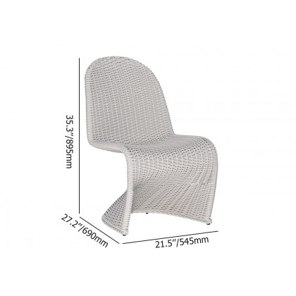 HMR - 2-Pieces Coastal Aluminum & Woven Rattan Outdoor Patio Dining Chair Set in Gray