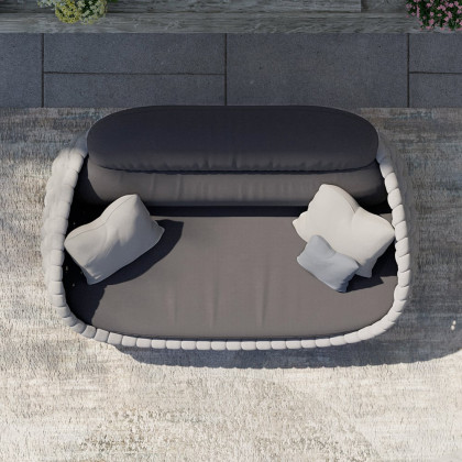HMR Woven Outdoor Sofa Patio Couch Cushion & Pillow Included - Gray, 2-Seater